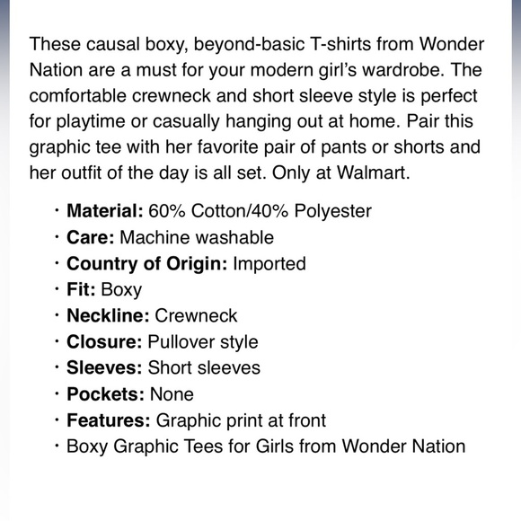 NWT Wonder Nation Kids/Girls/Youth Boxy Graphic Blue S/S T-Shirt Roller Skates - Picture 5 of 5